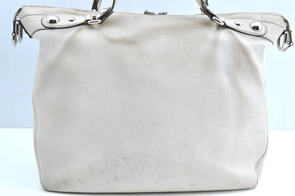 Authentic GUCCI Vintage 2Way Shoulder Tote Bag Leather 232949 White K5716