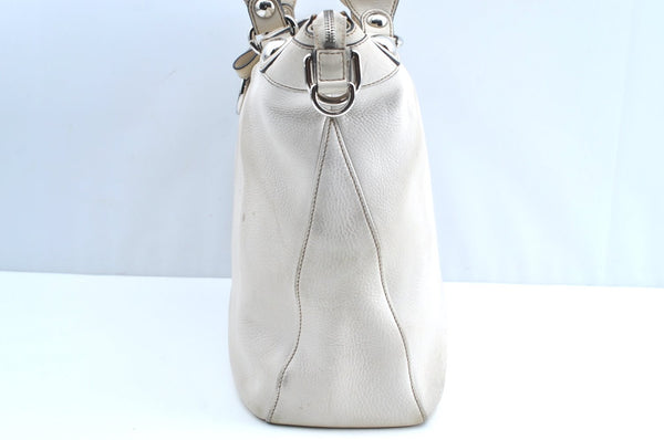 Authentic GUCCI Vintage 2Way Shoulder Tote Bag Leather 232949 White K5716