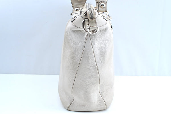 Authentic GUCCI Vintage 2Way Shoulder Tote Bag Leather 232949 White K5716