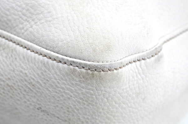 Authentic GUCCI Vintage 2Way Shoulder Tote Bag Leather 232949 White K5716