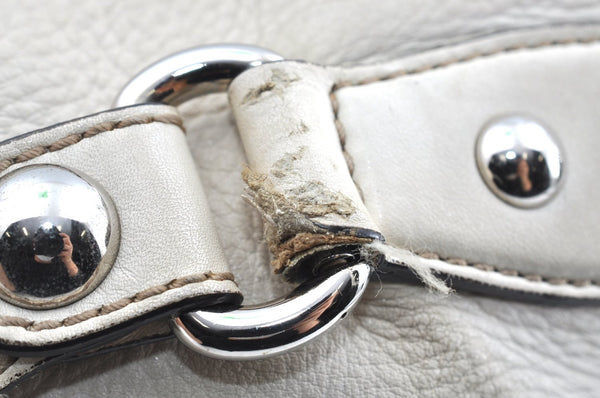 Authentic GUCCI Vintage 2Way Shoulder Tote Bag Leather 232949 White K5716