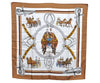 Authentic HERMES Carre 90 Scarf "EQUIPAGES" Silk Brown K5719