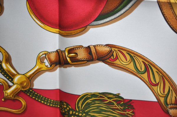 Authentic HERMES Carre 90 Scarf "Festival" Silk Red Box K5732