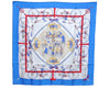 Authentic HERMES Carre 90 Scarf "LES BECANES" Silk Blue K5741