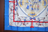 Authentic HERMES Carre 90 Scarf "LES BECANES" Silk Blue K5741