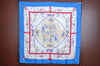 Authentic HERMES Carre 90 Scarf "LES BECANES" Silk Blue K5741