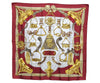 Authentic HERMES Carre 90 Scarf "ETRIERS" Silk Bordeaux Red K5742