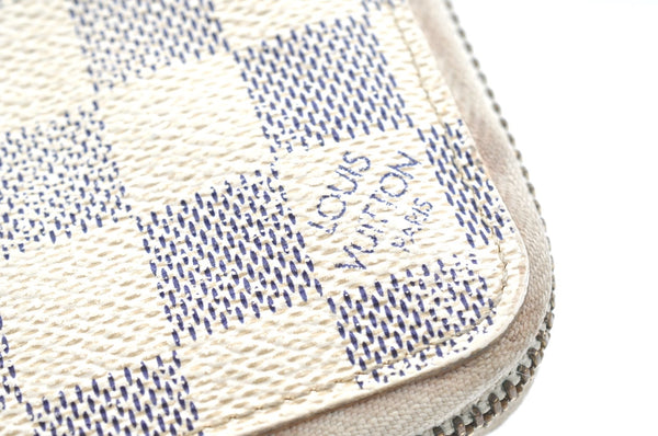 Authentic Louis Vuitton Damier Azur Zippy Compact Wallet Purse N60029 LV K5744