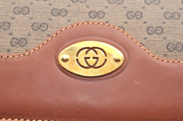 Auth GUCCI Micro GG PVC Leather Shoulder Cross Body Bag Purse Brown Junk K5749