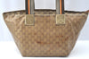 Authentic GUCCI GG Crystal Shoulder Tote Bag PVC Leather 131230 Gold Junk K5753