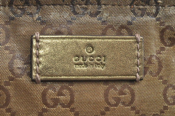 Authentic GUCCI GG Crystal Shoulder Tote Bag PVC Leather 131230 Gold Junk K5753