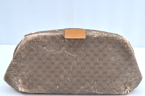 Authentic GUCCI Micro GG PVC Leather Clutch Hand Bag Purse Brown Junk K5760