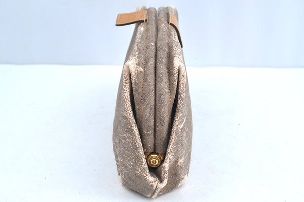 Authentic GUCCI Micro GG PVC Leather Clutch Hand Bag Purse Brown Junk K5760