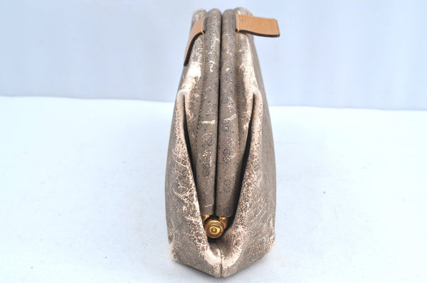 Authentic GUCCI Micro GG PVC Leather Clutch Hand Bag Purse Brown Junk K5760