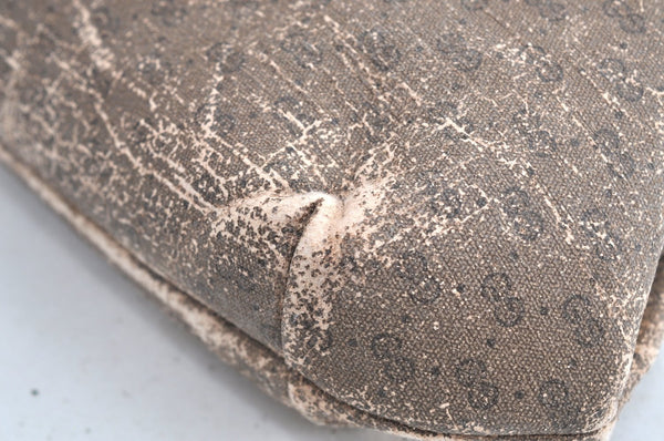 Authentic GUCCI Micro GG PVC Leather Clutch Hand Bag Purse Brown Junk K5760