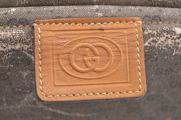 Authentic GUCCI Micro GG PVC Leather Clutch Hand Bag Purse Brown Junk K5760