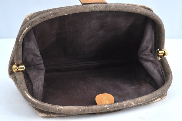 Authentic GUCCI Micro GG PVC Leather Clutch Hand Bag Purse Brown Junk K5760