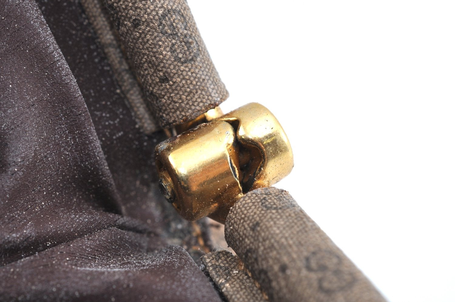 Authentic GUCCI Micro GG PVC Leather Clutch Hand Bag Purse Brown Junk K5760