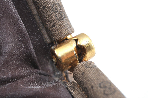 Authentic GUCCI Micro GG PVC Leather Clutch Hand Bag Purse Brown Junk K5760