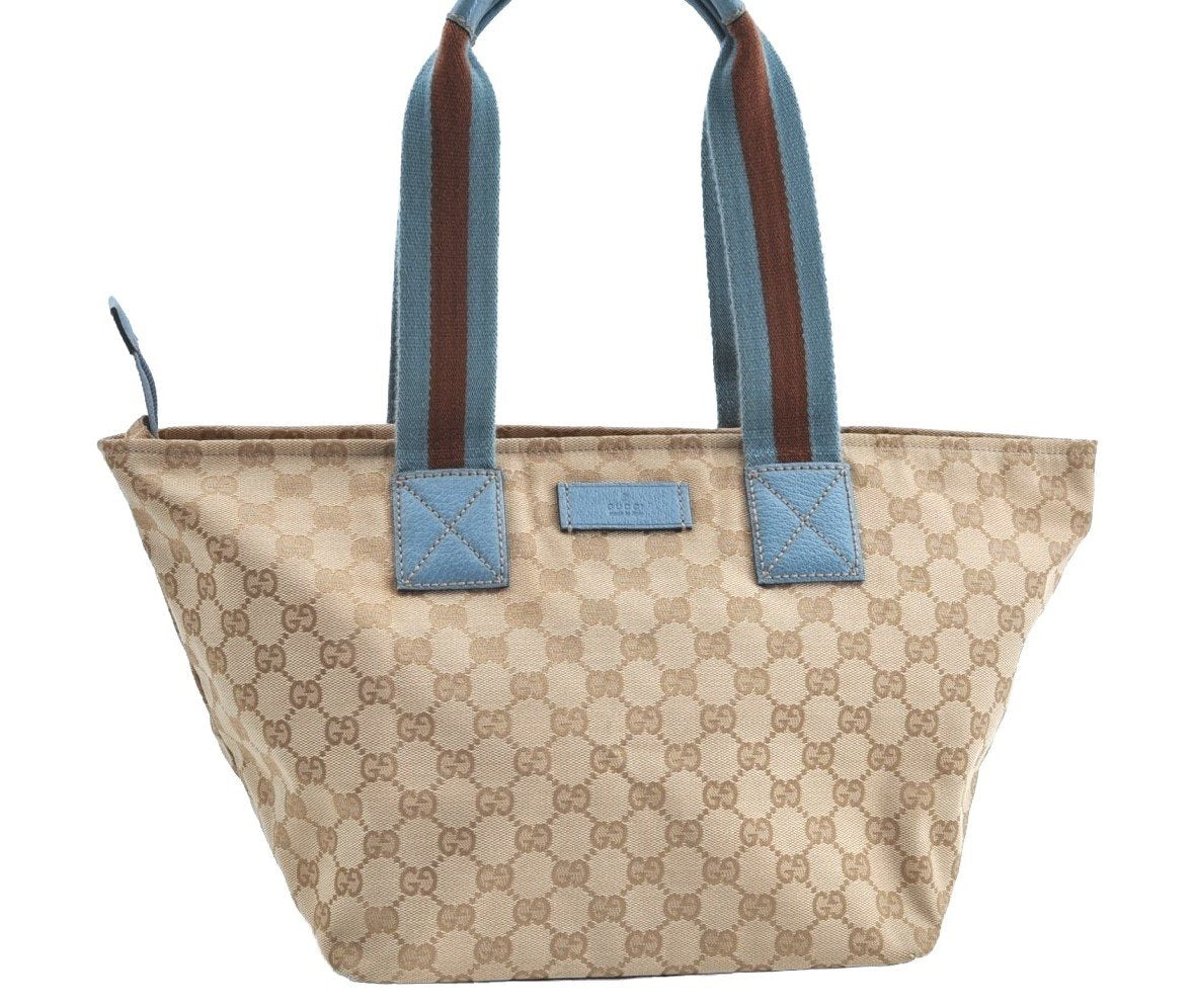 Authentic GUCCI Sherry Line Hand Tote Bag GG Canvas Leather 131230 Beige K5761