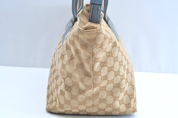 Authentic GUCCI Sherry Line Hand Tote Bag GG Canvas Leather 131230 Beige K5761