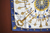 Authentic HERMES Carre 90 Scarf "LES CLES" Silk Blue K5765