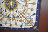 Authentic HERMES Carre 90 Scarf "LES CLES" Silk Blue K5765