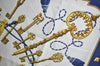 Authentic HERMES Carre 90 Scarf "LES CLES" Silk Blue K5765