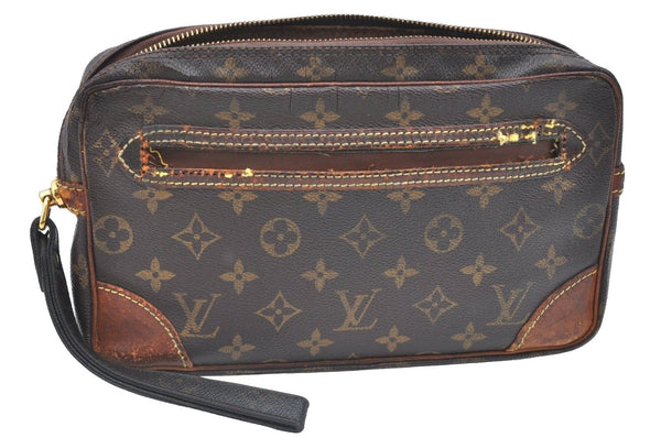 Authentic Louis Vuitton Monogram Marly Dragonne GM M51825 Clutch Bag Junk K5783