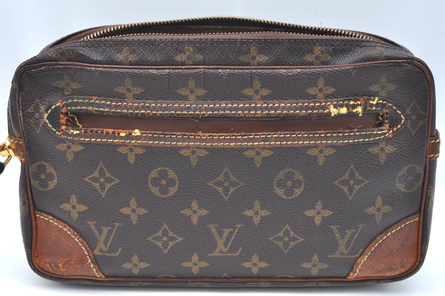 Authentic Louis Vuitton Monogram Marly Dragonne GM M51825 Clutch Bag Junk K5783