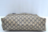 Authentic GUCCI Vintage Sherry Line Shoulder Tote Bag GG PVC Leather Navy K5787