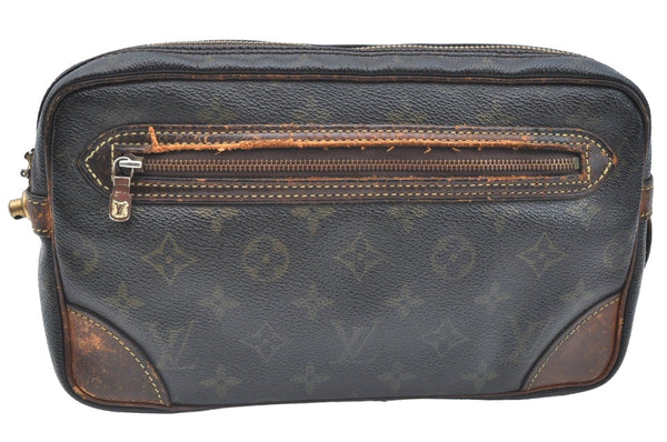 Authentic Louis Vuitton Monogram Marly Dragonne GM M51825 Clutch Bag Junk K5797