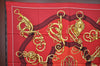 Authentic HERMES Carre 90 Scarf Crest Emblem Motif Silk Red K5799