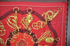 Authentic HERMES Carre 90 Scarf Crest Emblem Motif Silk Red K5799