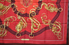 Authentic HERMES Carre 90 Scarf Crest Emblem Motif Silk Red K5799