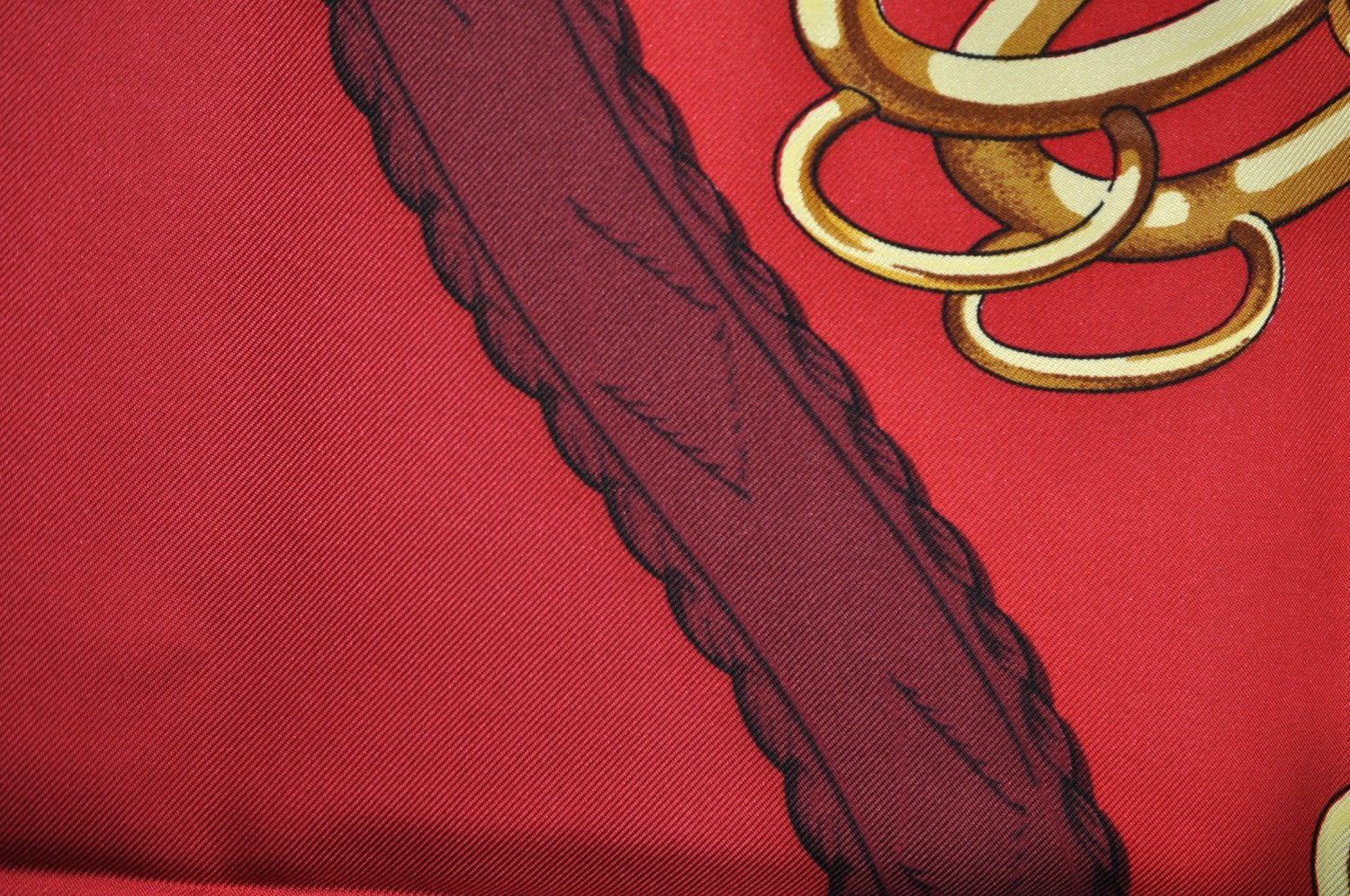 Authentic HERMES Carre 90 Scarf Crest Emblem Motif Silk Red K5799