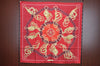 Authentic HERMES Carre 90 Scarf Crest Emblem Motif Silk Red K5799