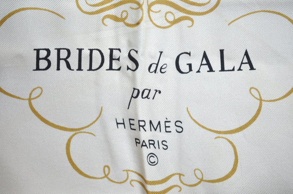 Authentic HERMES Carre 90 Scarf "BRIDES de GALA" Silk Blue K5802