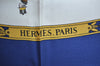 Authentic HERMES Carre 90 Scarf "LA PROMENADE DE LONGCHAMPS" Silk Blue K5803