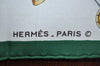 Authentic HERMES Carre 90 Scarf "CASQUES ET COIFFURES" Silk Green K5807