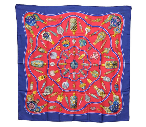 Authentic HERMES Carre 90 Scarf "Qu' importe le flacon" Silk Navy K5810