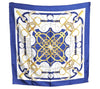 Authentic HERMES Carre 90 Scarf "Eperon d'or" Silk Blue K5812