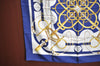 Authentic HERMES Carre 90 Scarf "Eperon d'or" Silk Blue K5812