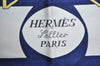 Authentic HERMES Carre 90 Scarf "Eperon d'or" Silk Blue K5812