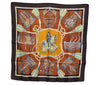 Authentic HERMES Carre 90 Scarf "LES MUSEROLLES" Silk Brown K5815