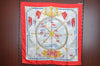 Authentic HERMES Carre 90 Scarf "Vive le vent" Silk Red K5817