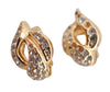 Authentic Christian Dior Rhinestone Clip-On Earrings Gold Plating CD K5825