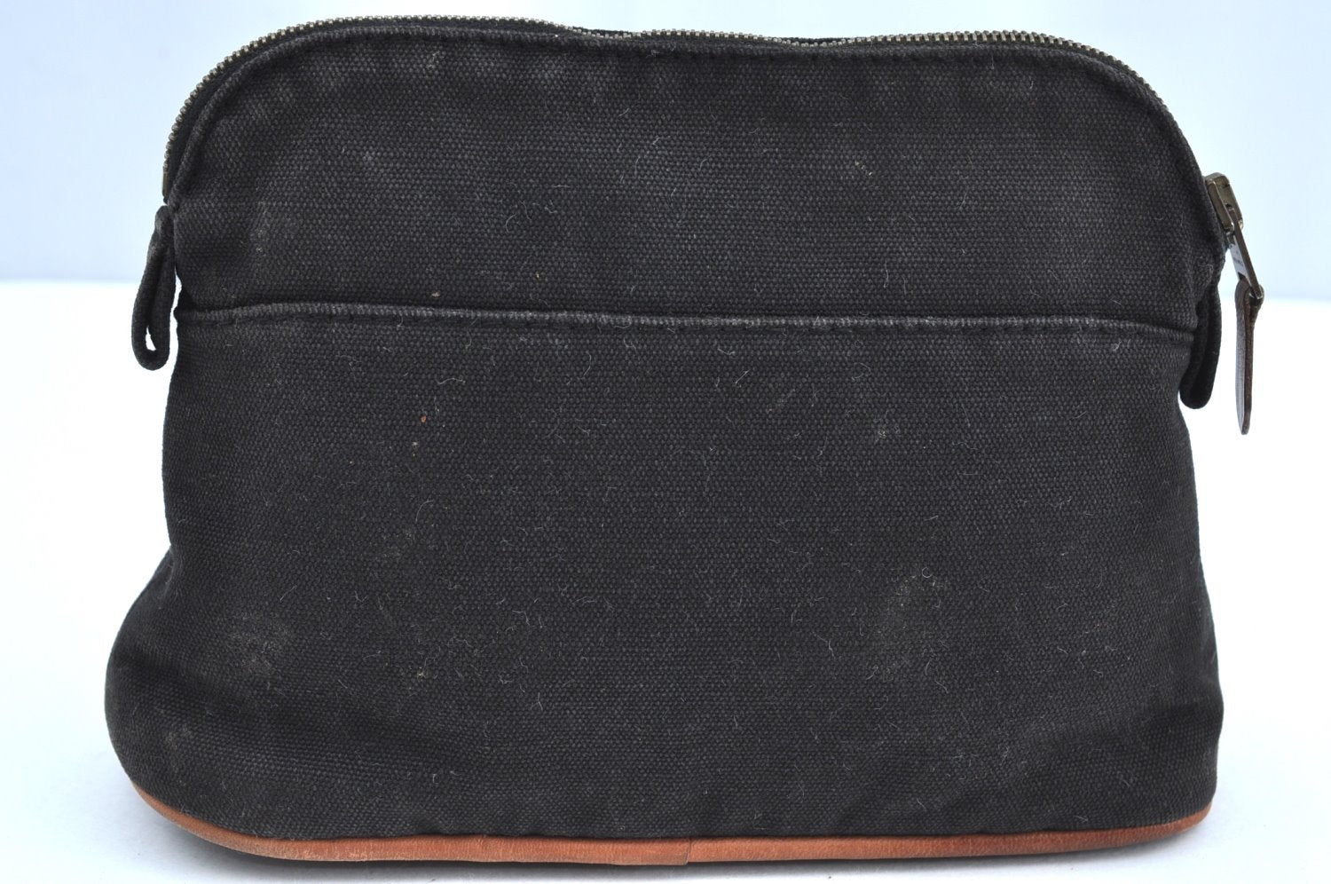 Authentic HERMES Bolide PM Pouch Purse Canvas Leather Black K5830