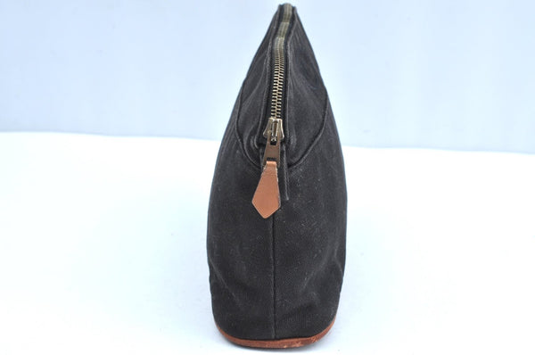Authentic HERMES Bolide PM Pouch Purse Canvas Leather Black K5830