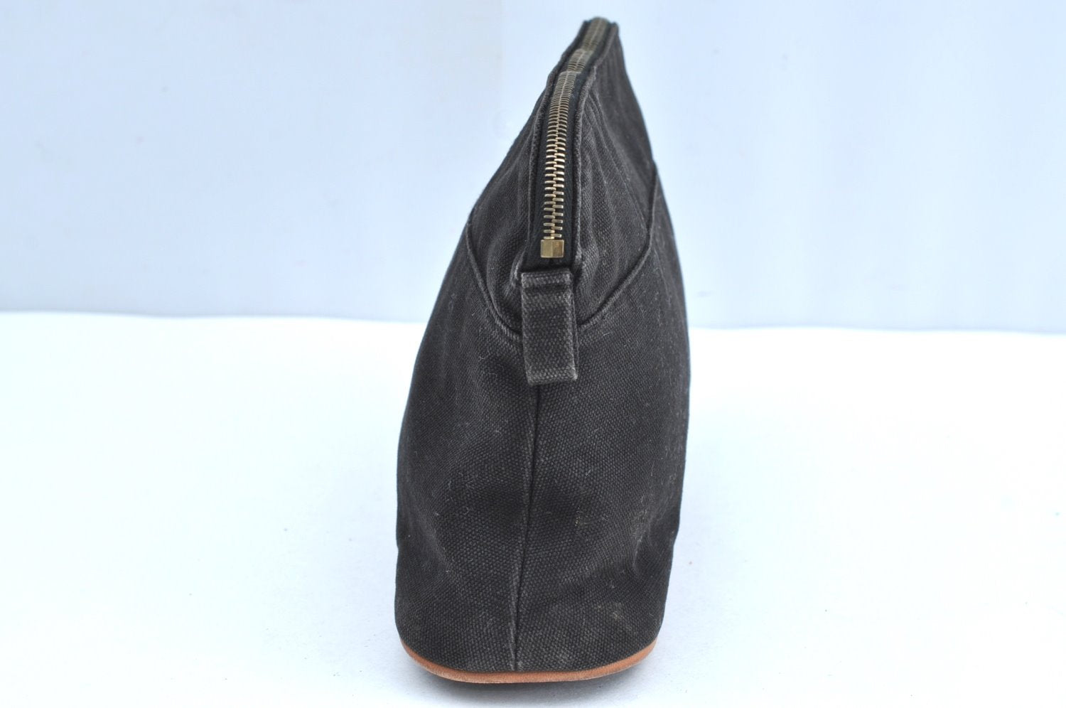 Authentic HERMES Bolide PM Pouch Purse Canvas Leather Black K5830